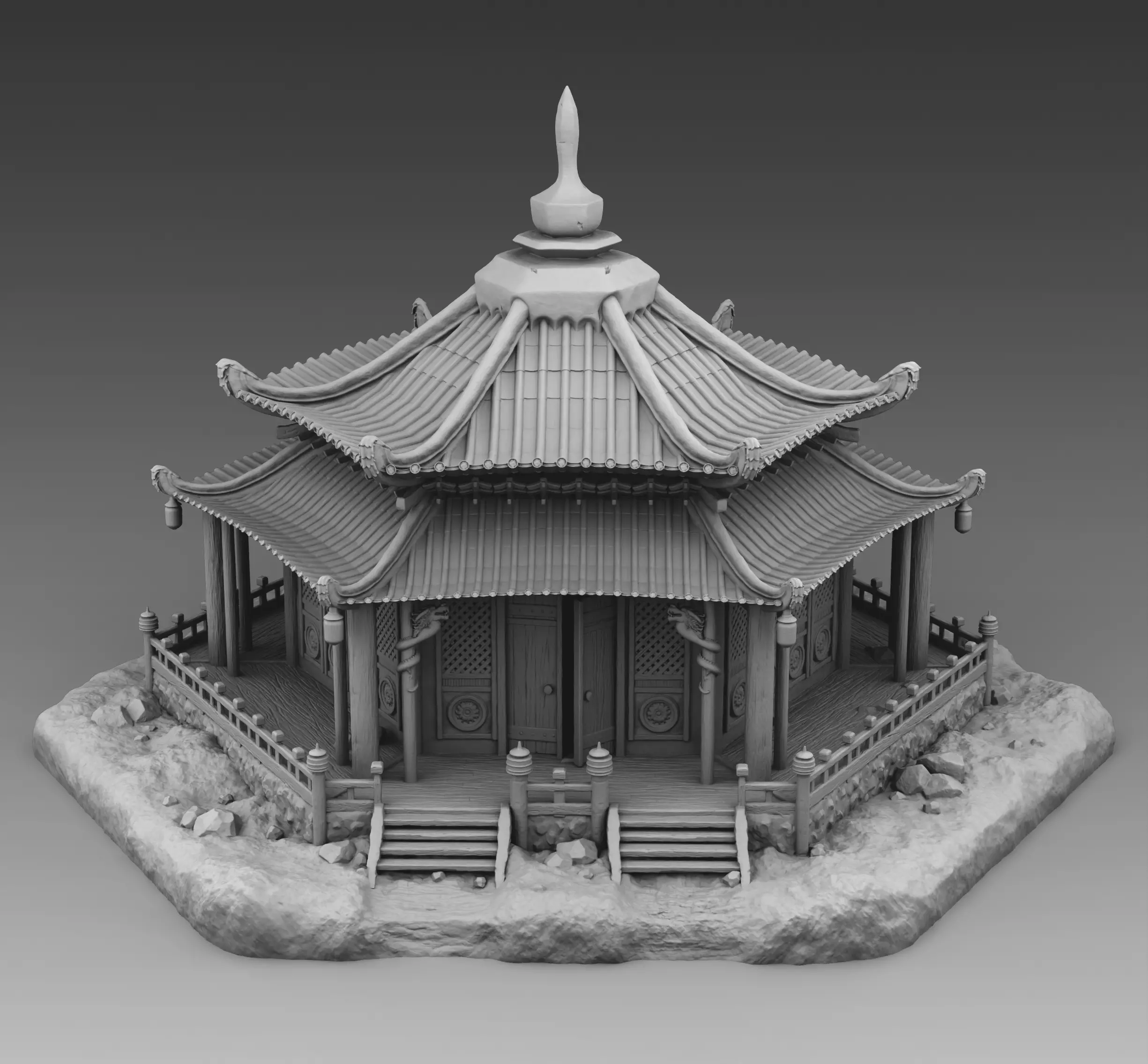 Chinese round house 3D print model_0