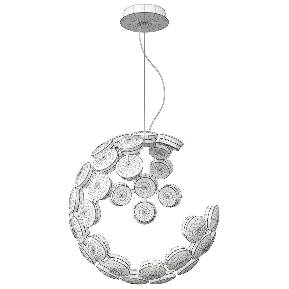 Moon LED Chandelier 3D model_3