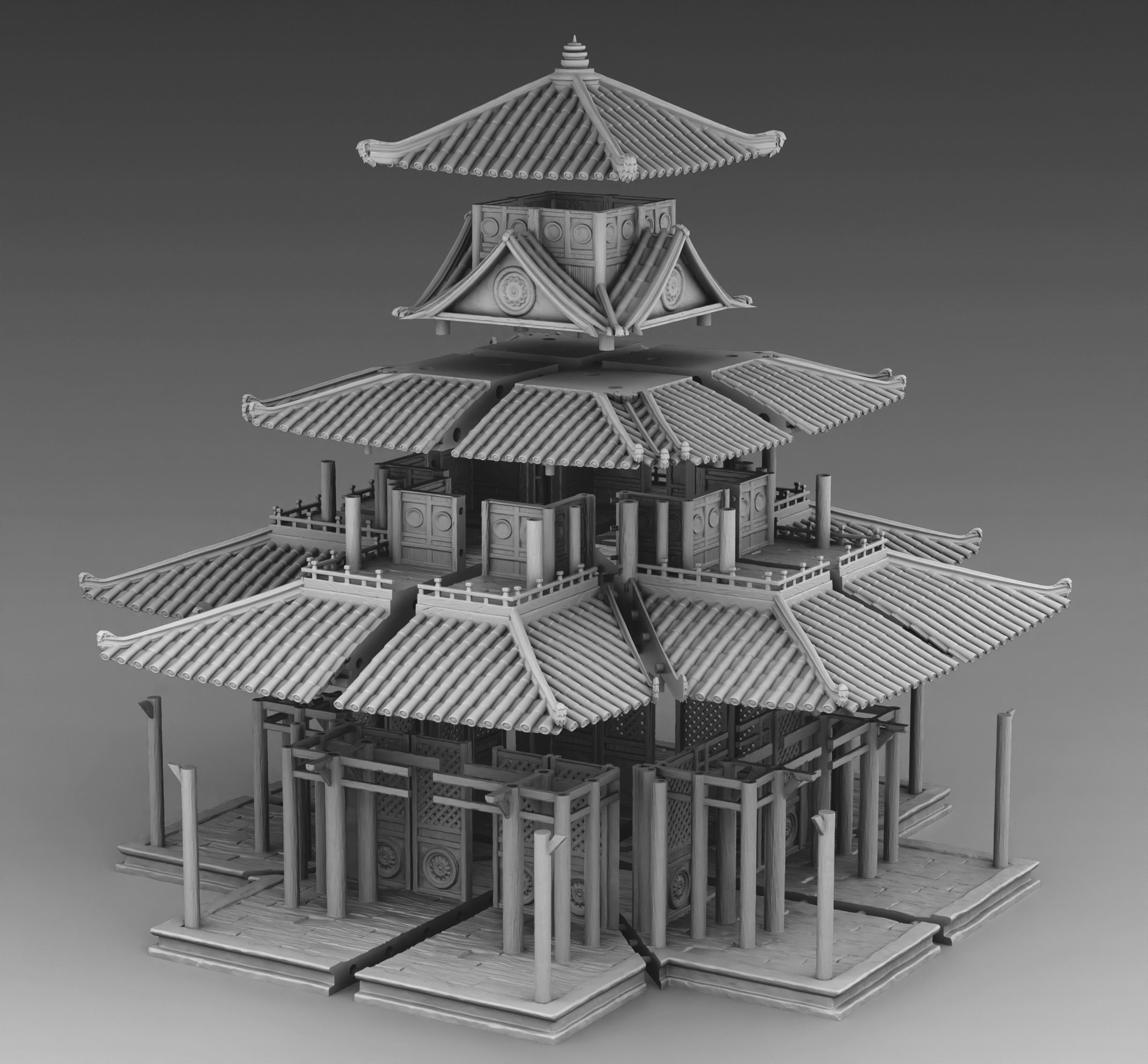Chinese temple 3D print model_3