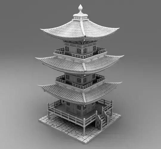 High chinese temple 3D print model