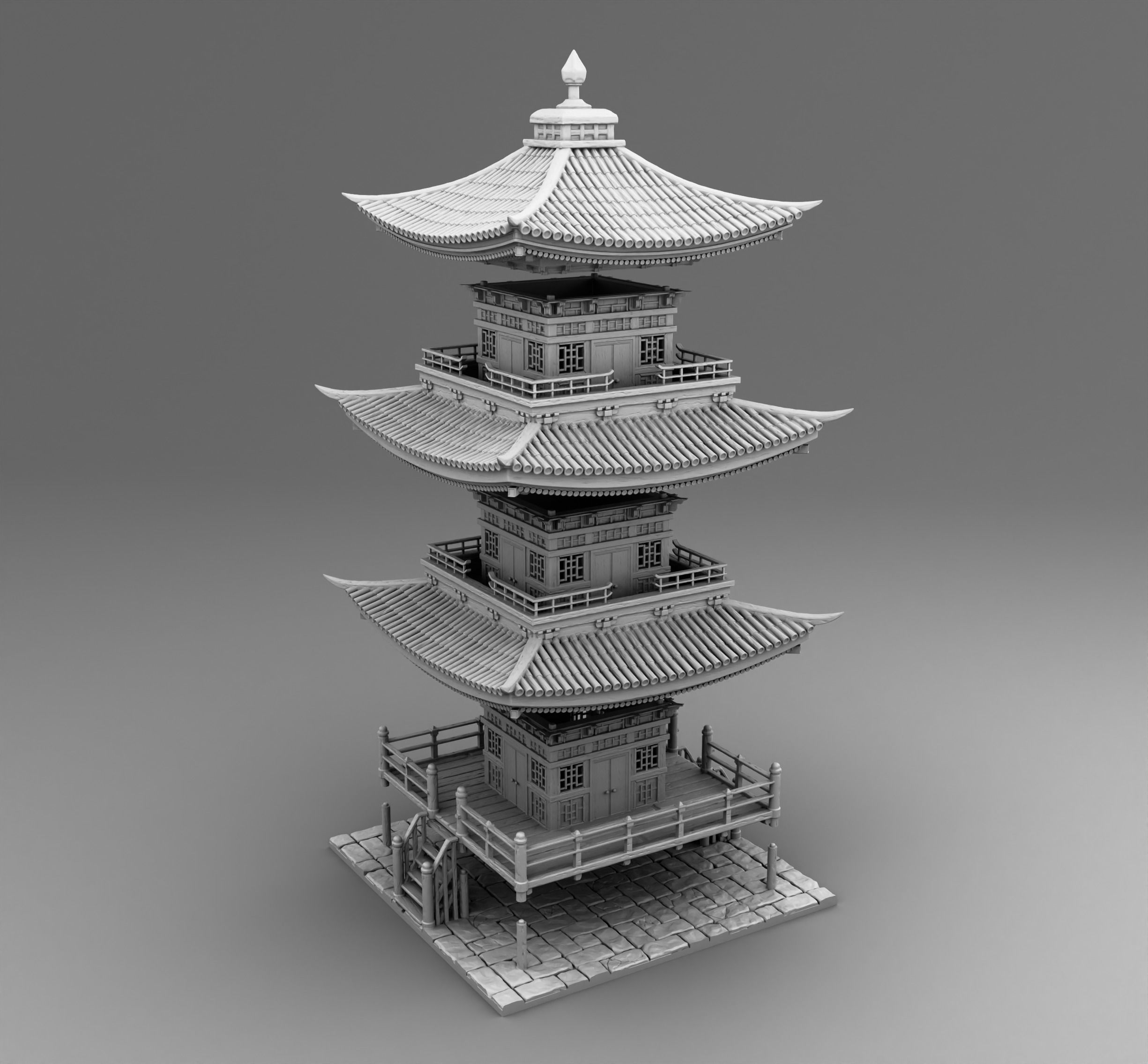 High chinese temple 3D print model_2