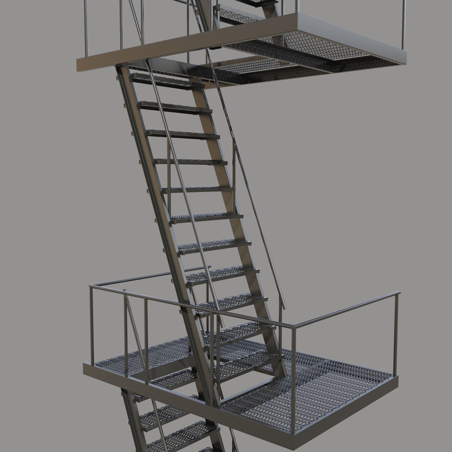 Fire Escape Stair 3D model_3