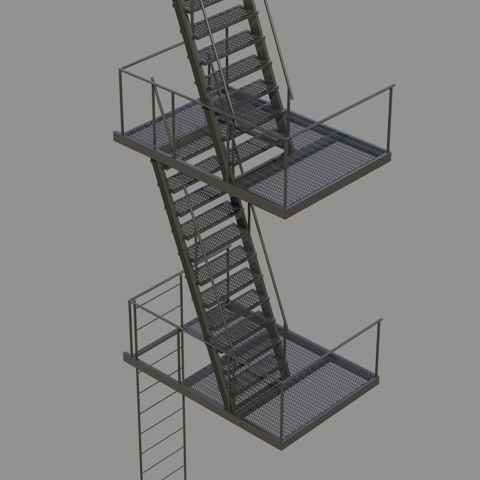 Fire Escape Stair 3D model_1