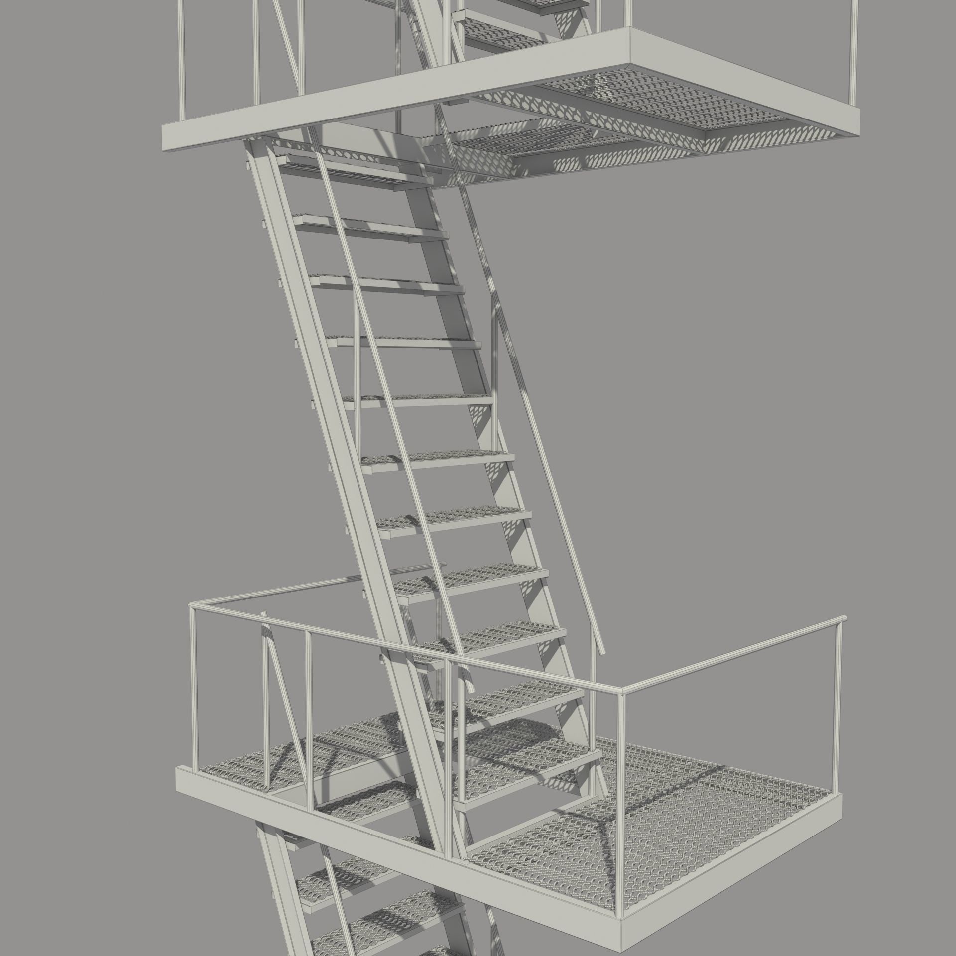 Fire Escape Stair 3D model_4