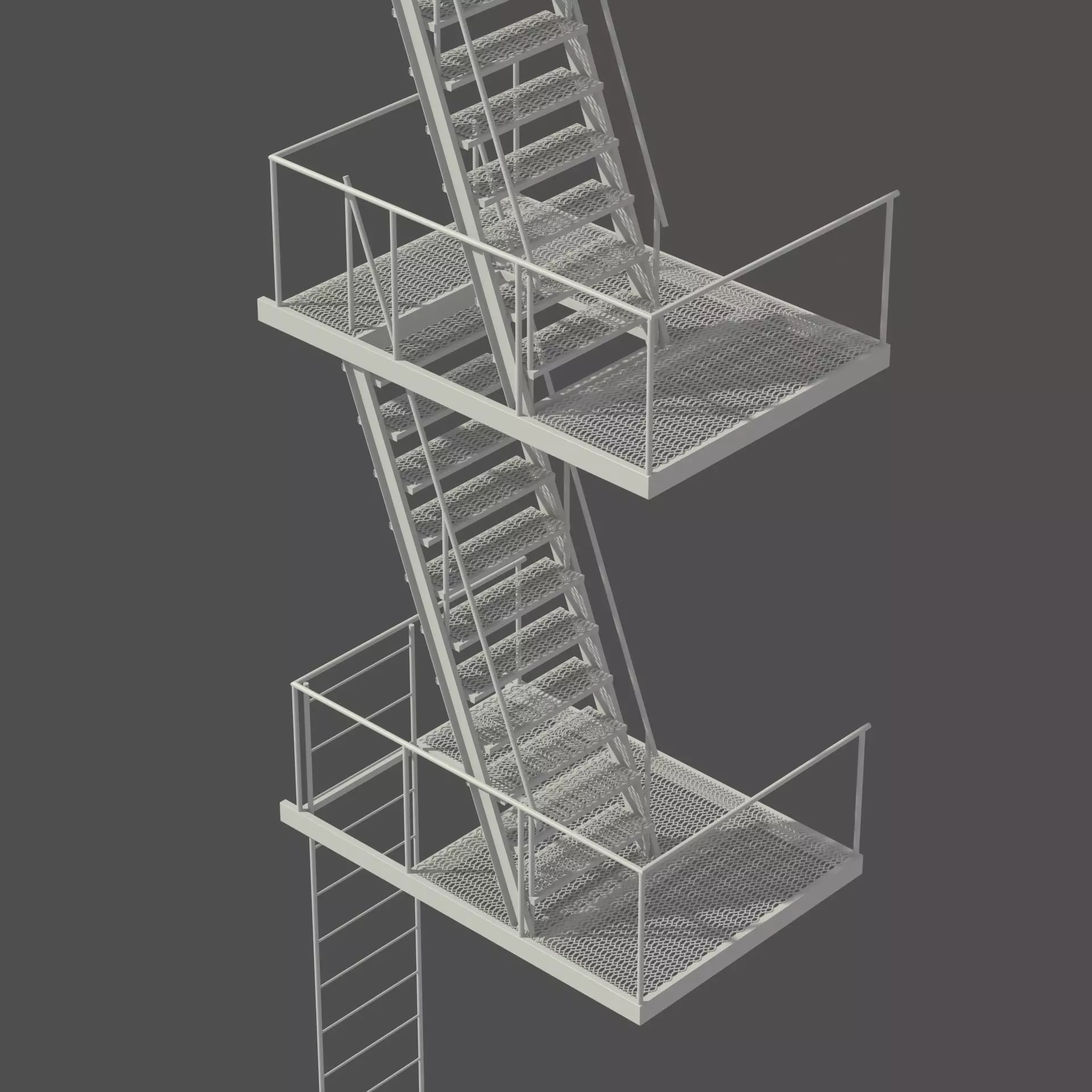 Fire Escape Stair 3D model_0