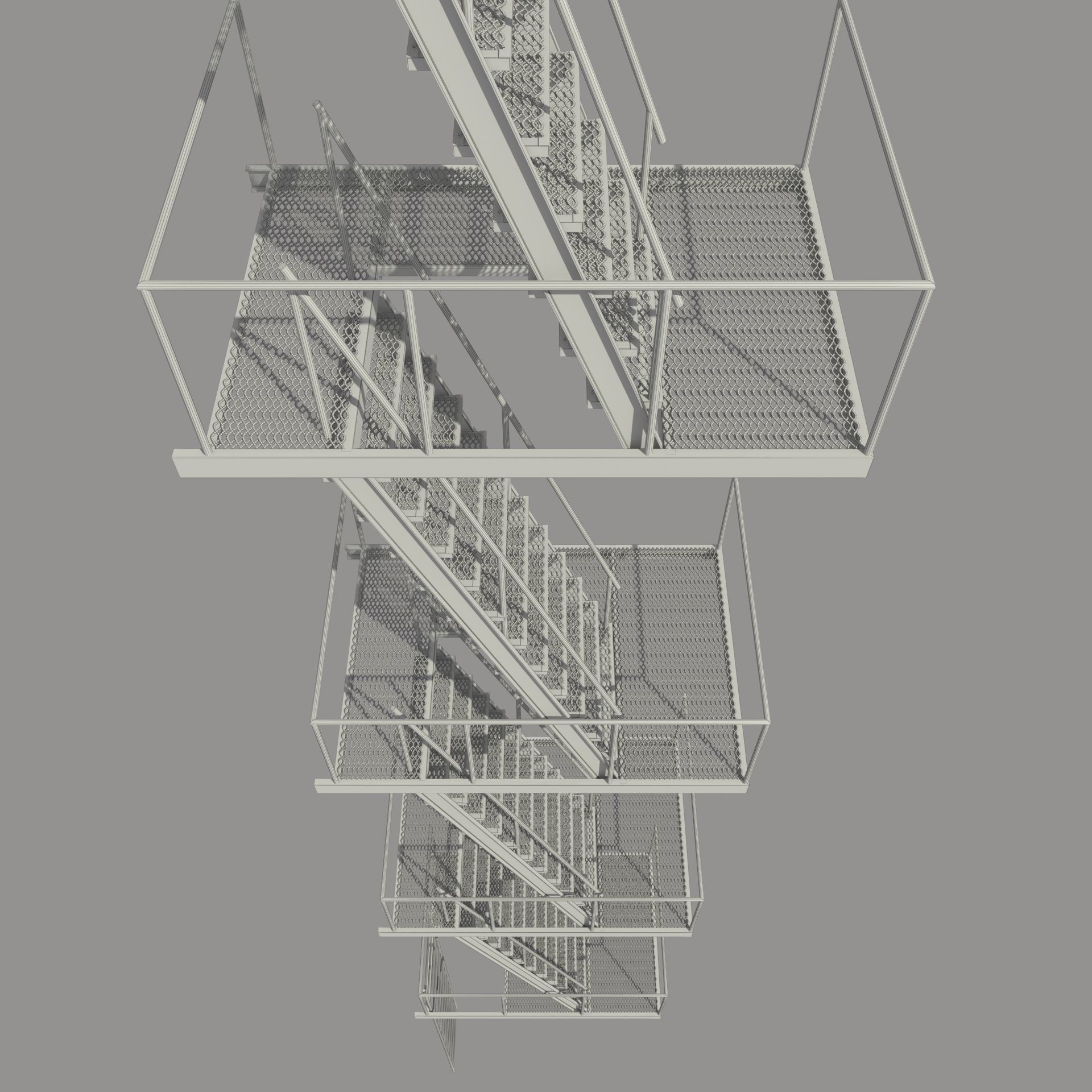 Fire Escape Stair 3D model_5