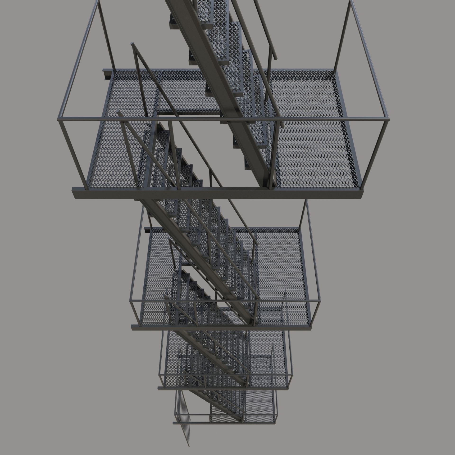 Fire Escape Stair 3D model_2