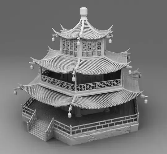 Round chinese temple 3D print model
