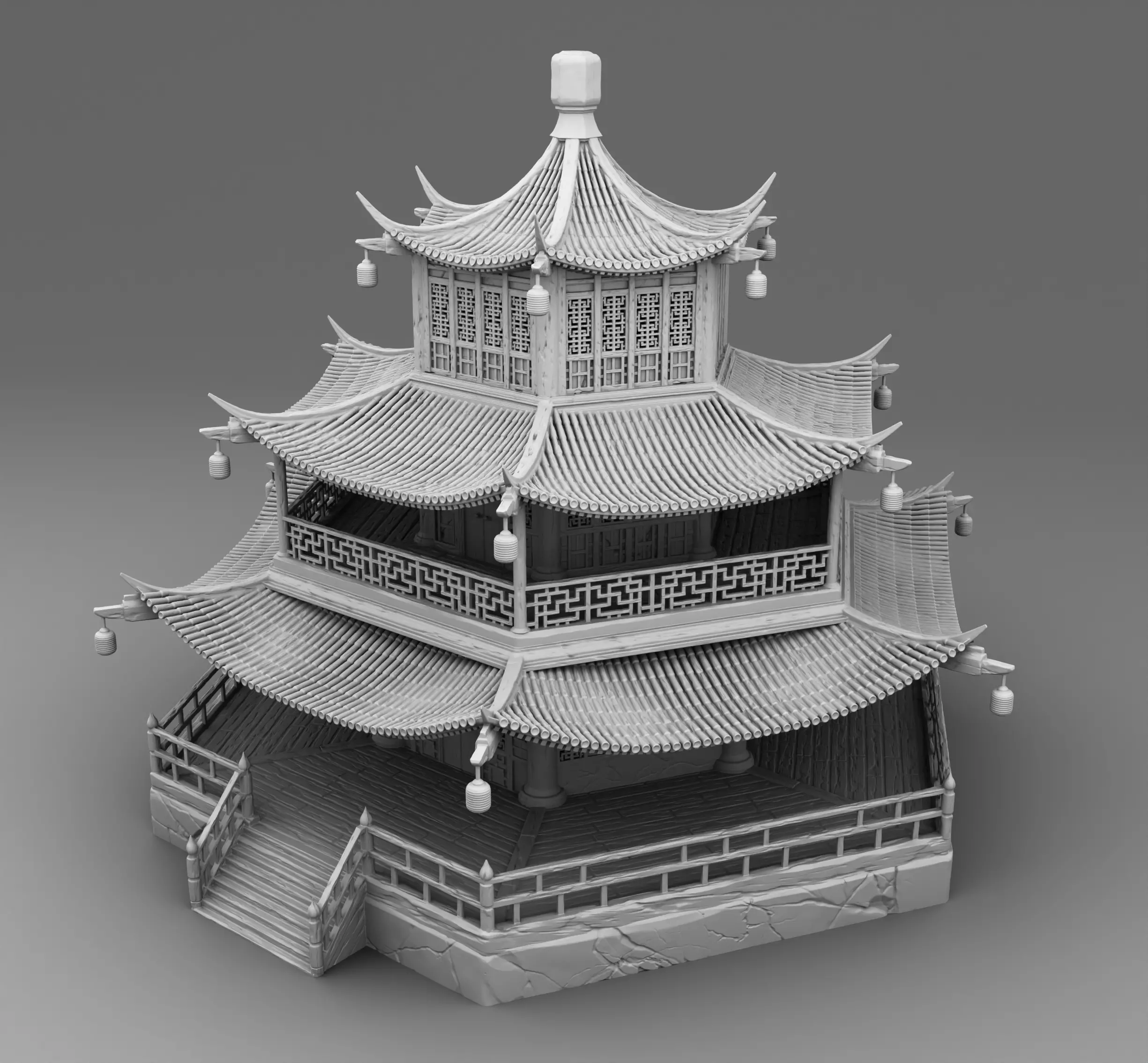 Round chinese temple 3D print model_0