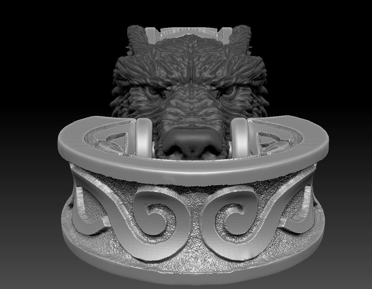 wolf bracelet 3D print model_4