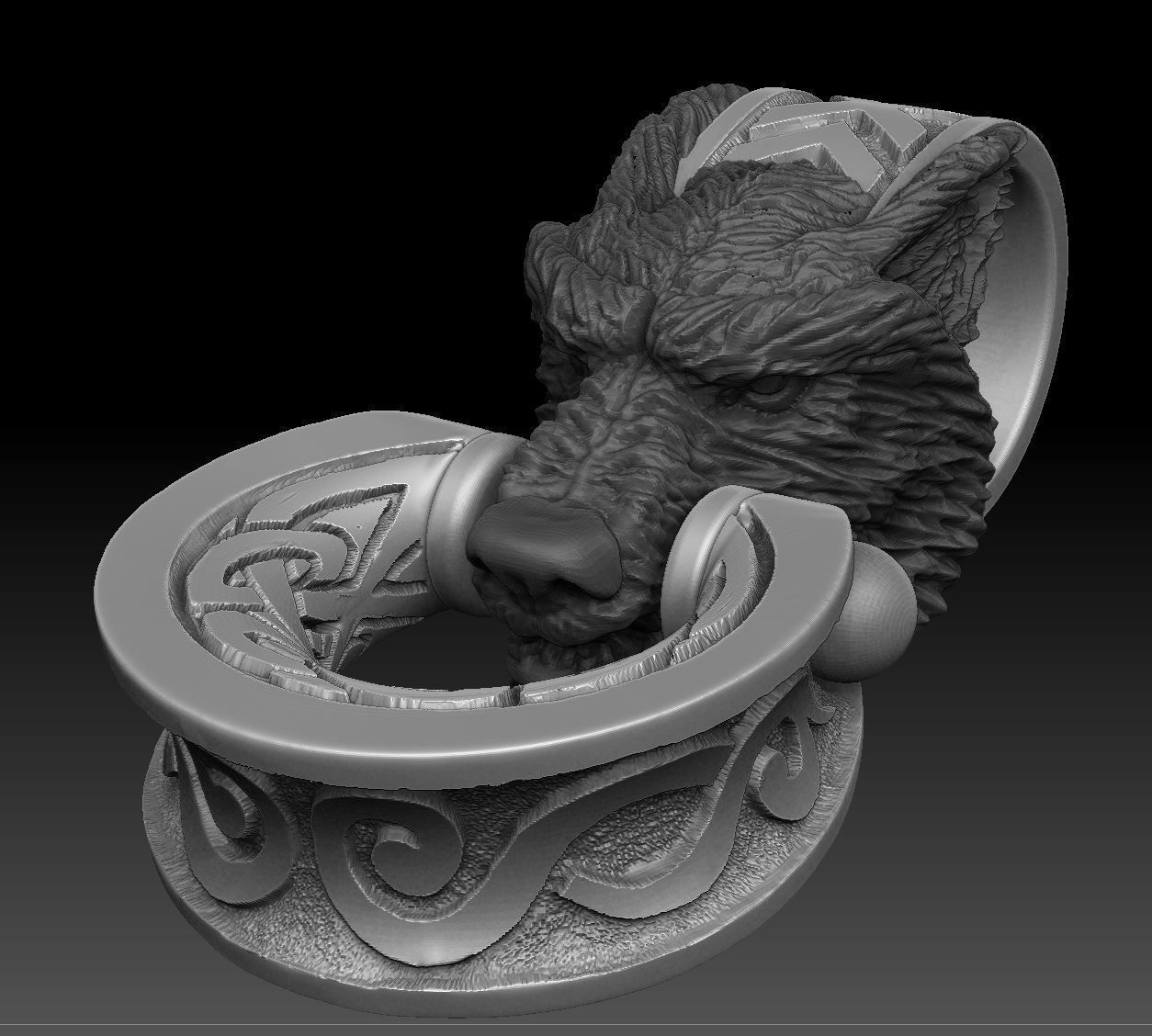 wolf bracelet 3D print model_1