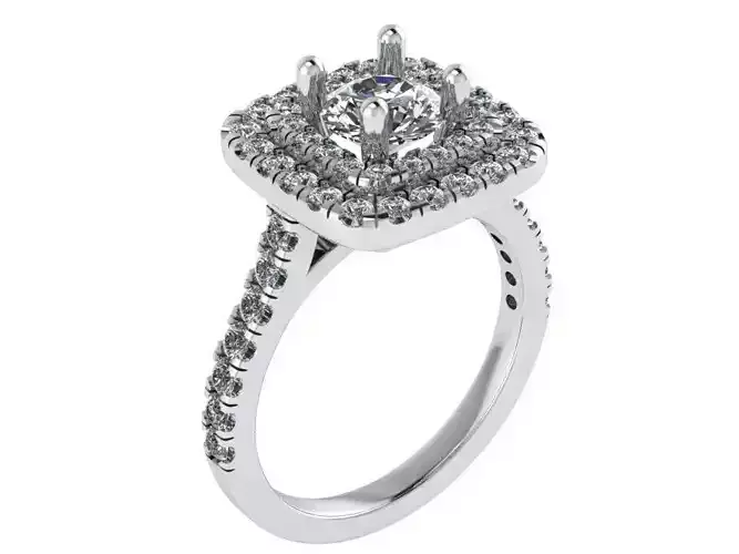 Double Halo Cathedral Ring 0887