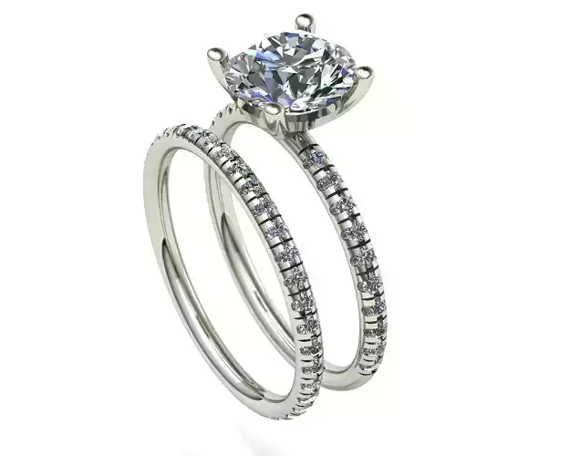 2 rings solitaire engagement ring set gold