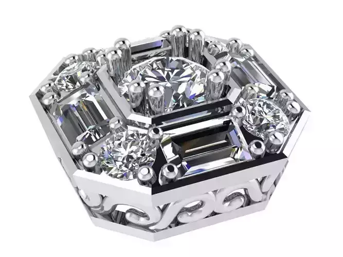 Octagonal Halo Diamond Pendant 0888