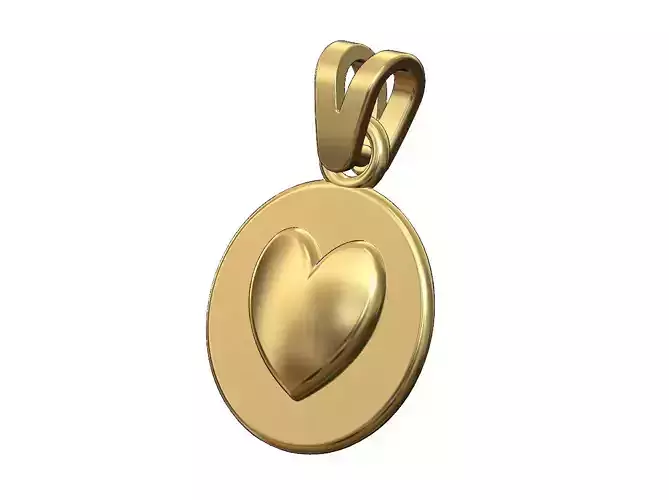 Simple heart coin pendant and charm