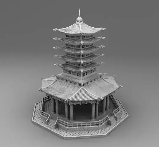 Chinese round tower 3D print model