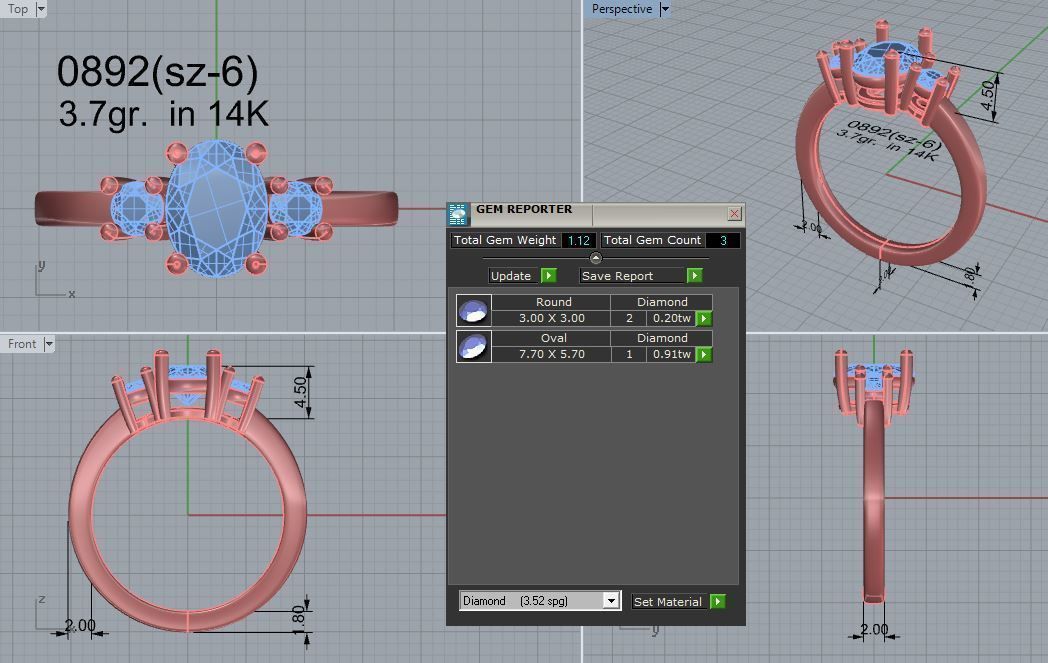 Oval Diamond Basket Setting Ring 0892 3D print model_4