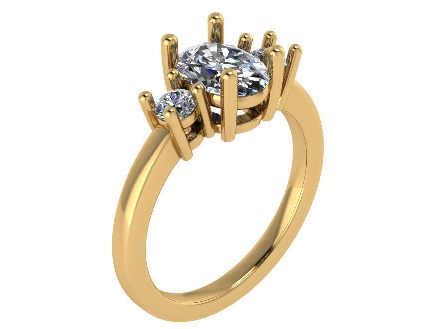 Oval Diamond Basket Setting Ring 0892 3D print model_1