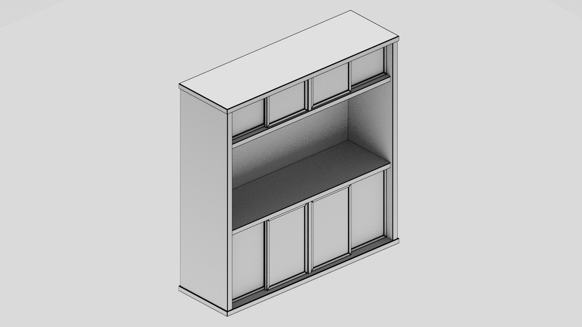 Japanese Furniture Kit - Cupboard Low-poly 3D model_6