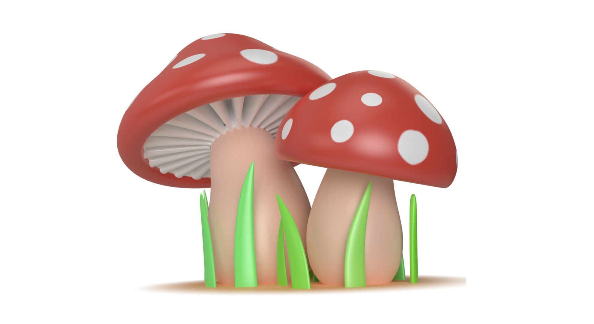 Cartoon Mushroom Low-poly 3D model_2