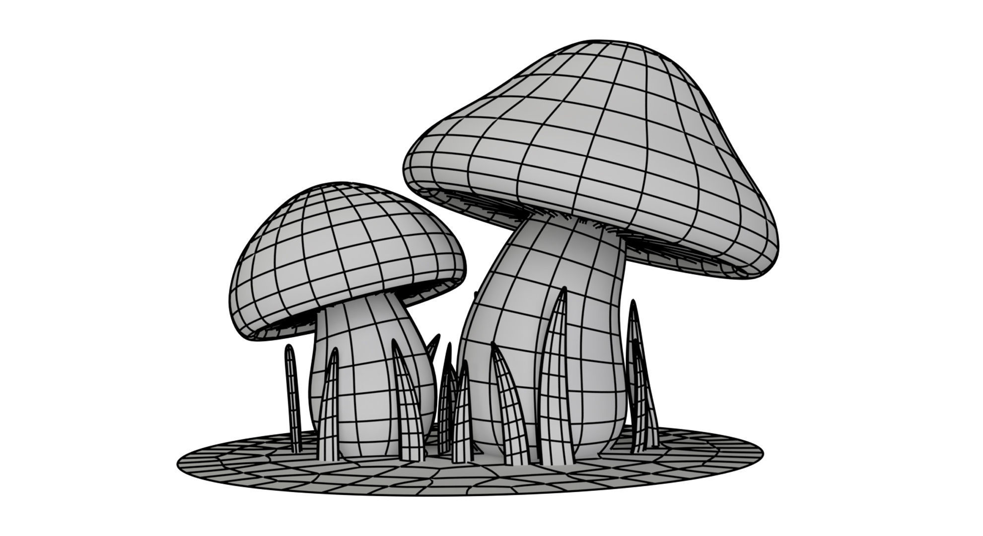 Cartoon Mushroom Low-poly 3D model_5