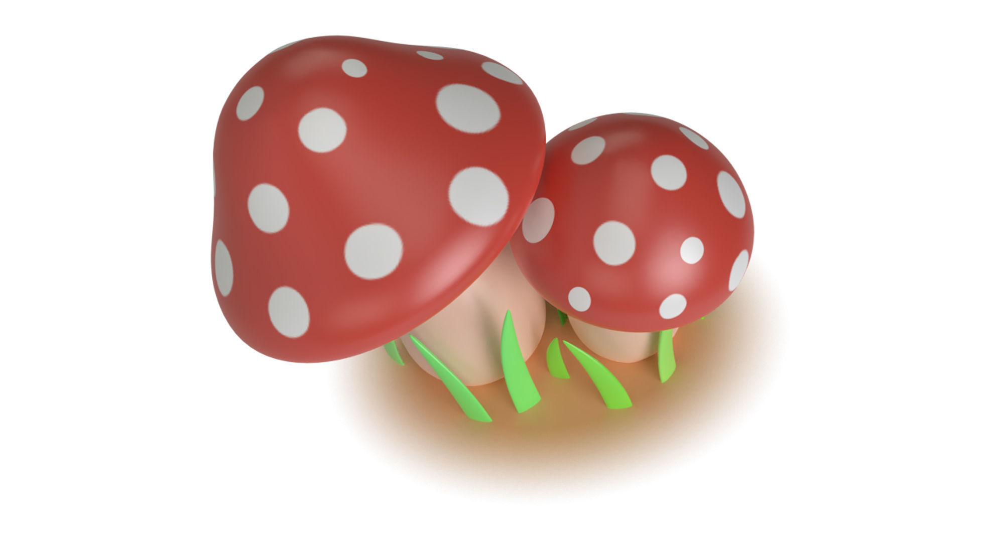 Cartoon Mushroom Low-poly 3D model_1