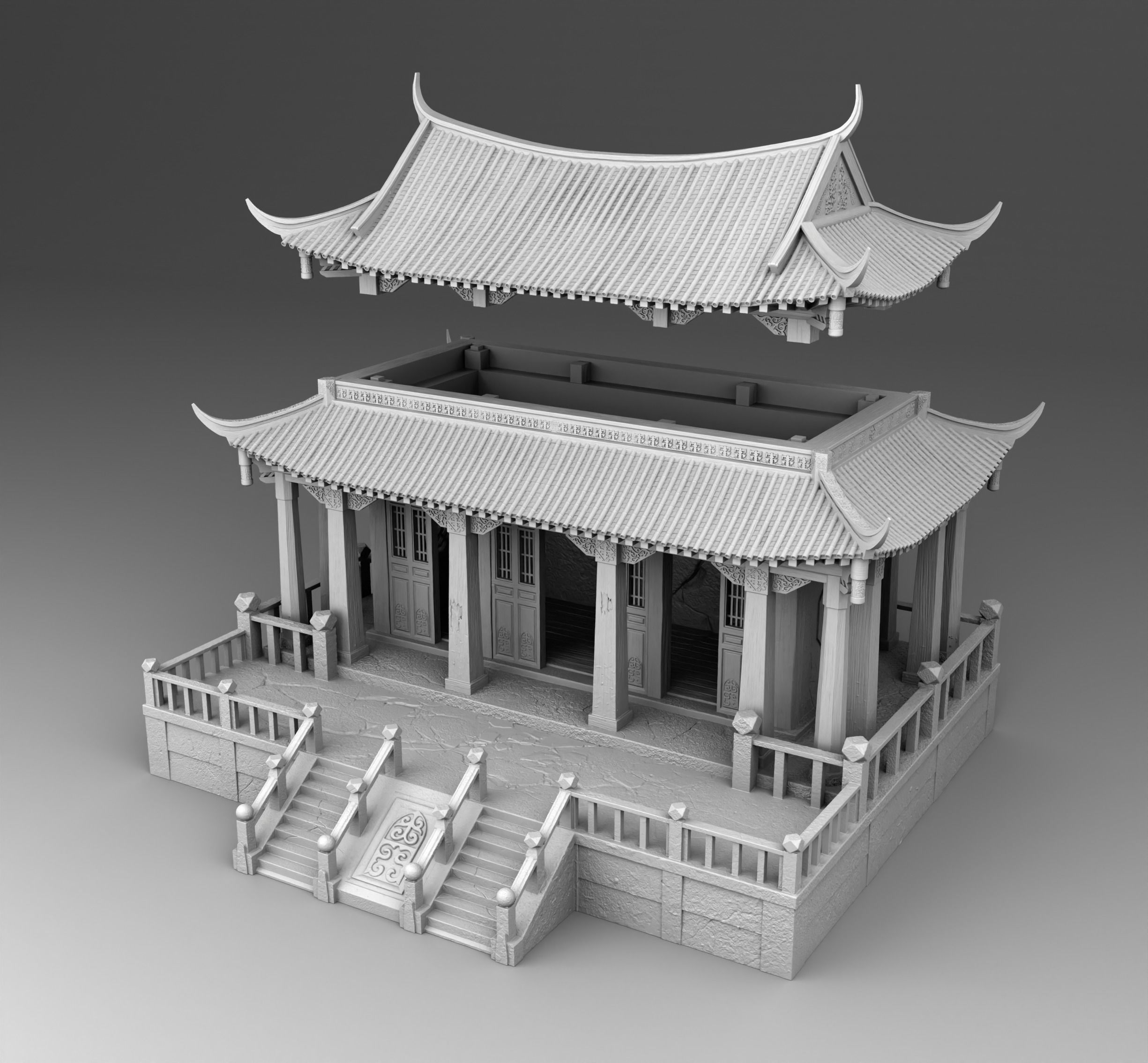 Chinese building 3D print model_2