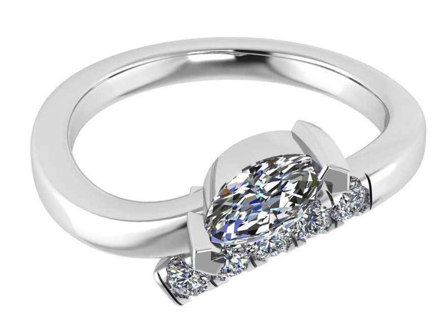 Marquise Bypass Ring 0898 3D print model_2