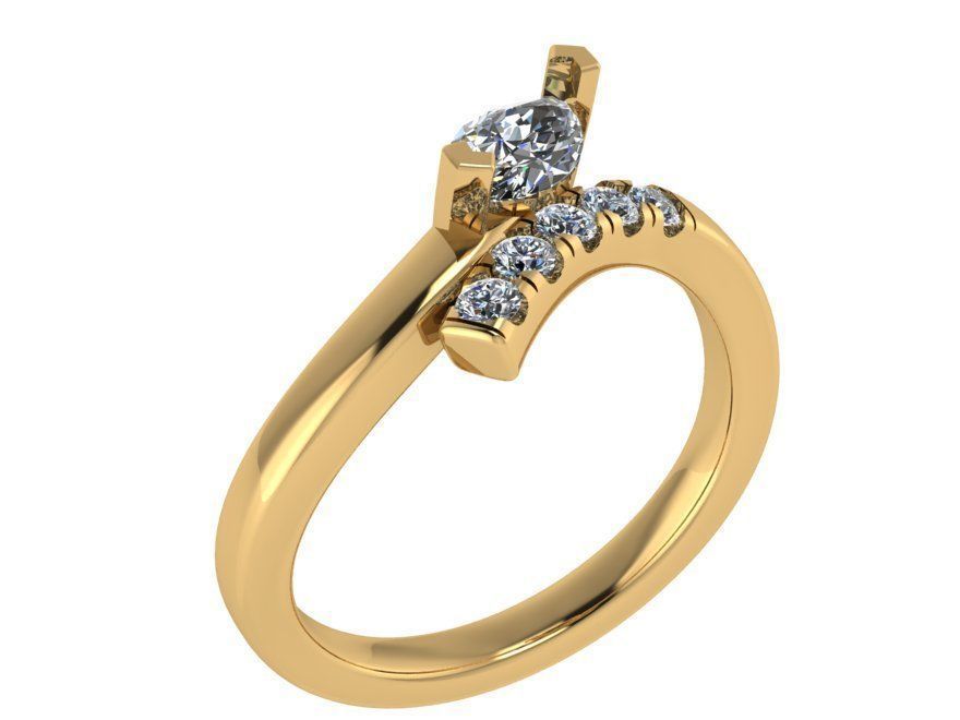 Marquise Bypass Ring 0898 3D print model_1