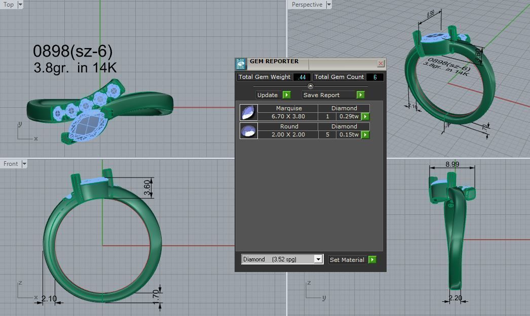 Marquise Bypass Ring 0898 3D print model_4