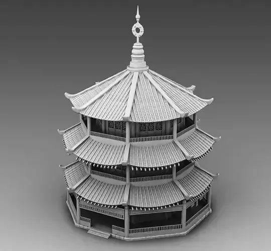 Round chinese building 3D print model