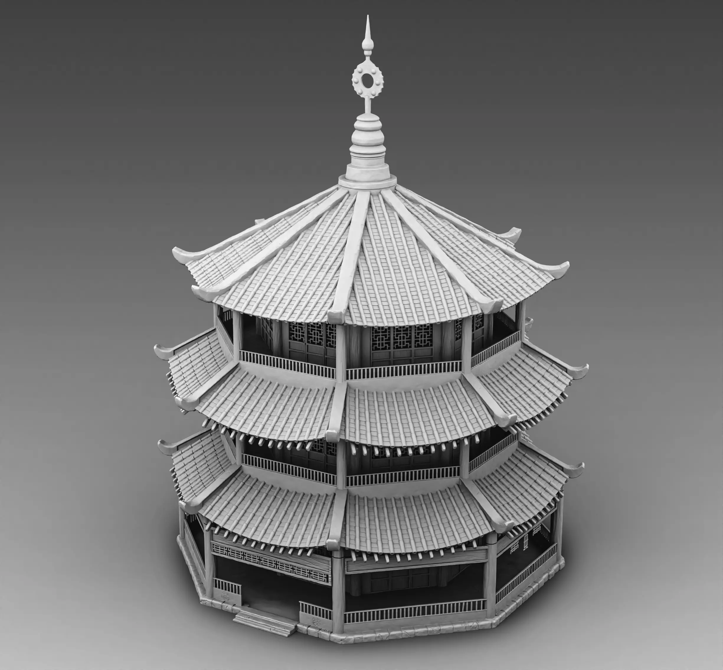 Round chinese building 3D print model_0