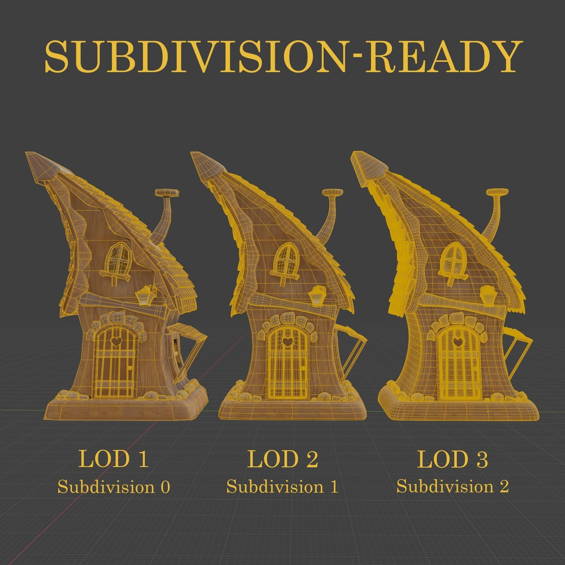 Magic Hut Low-poly 3D model_9