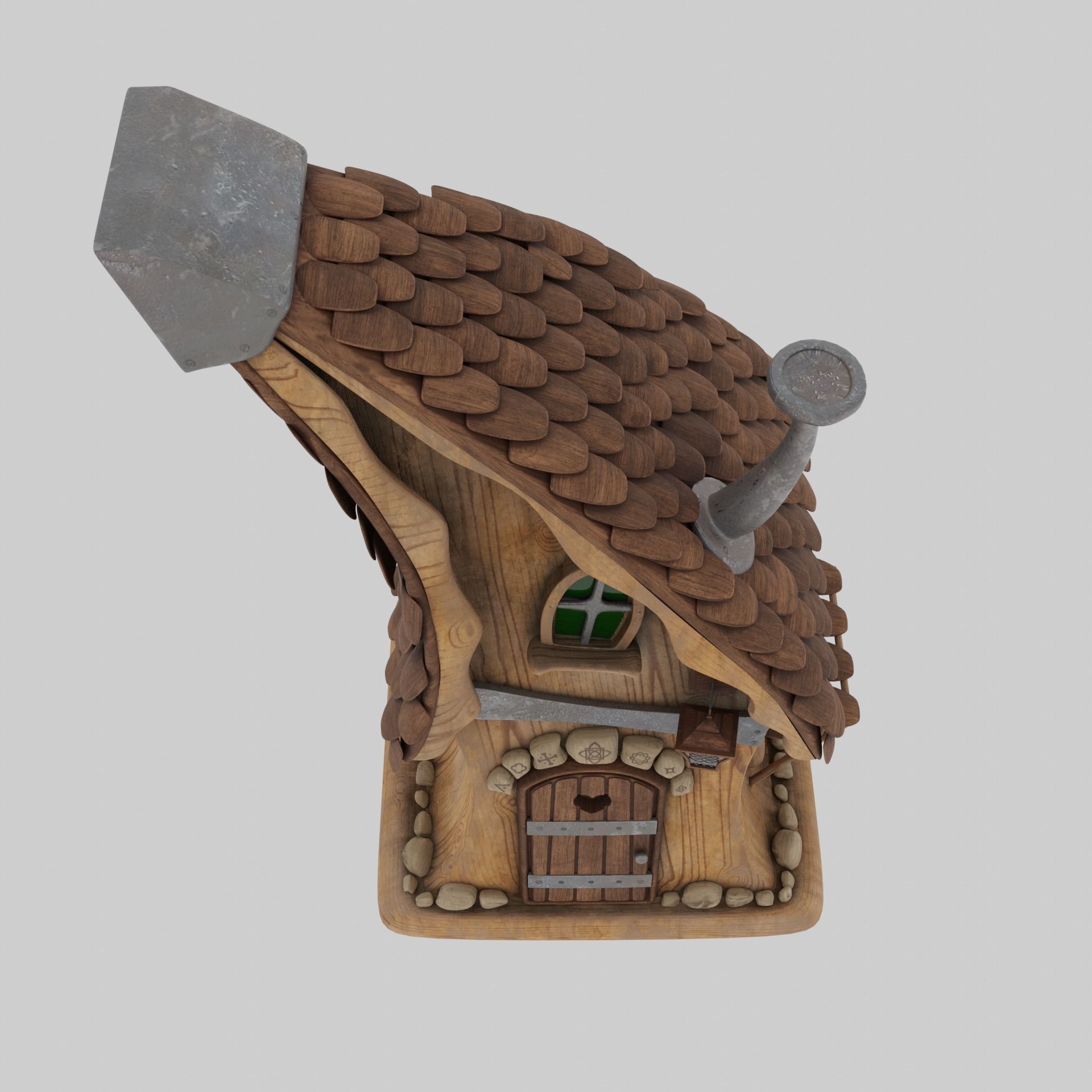 Magic Hut Low-poly 3D model_4
