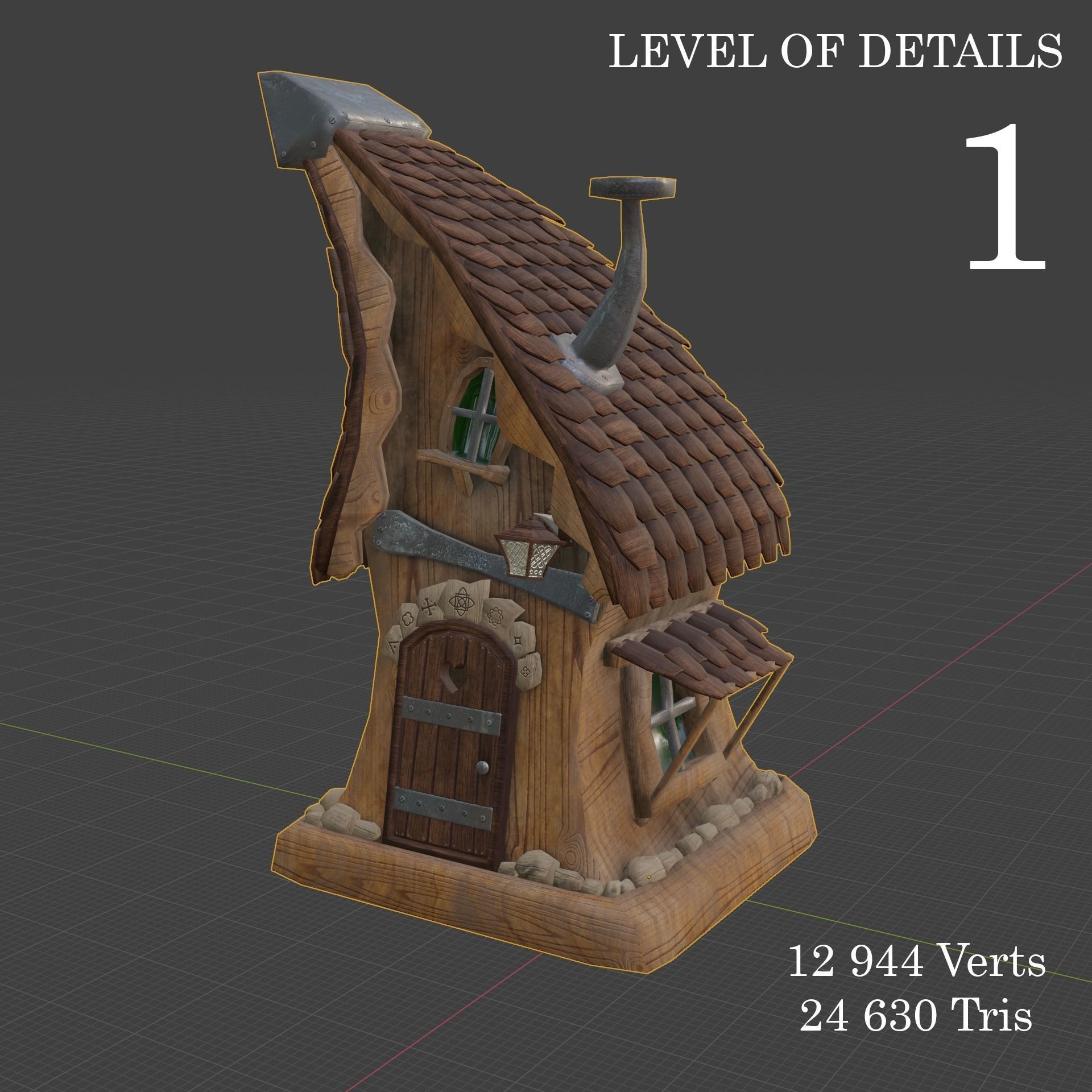 Magic Hut Low-poly 3D model_10