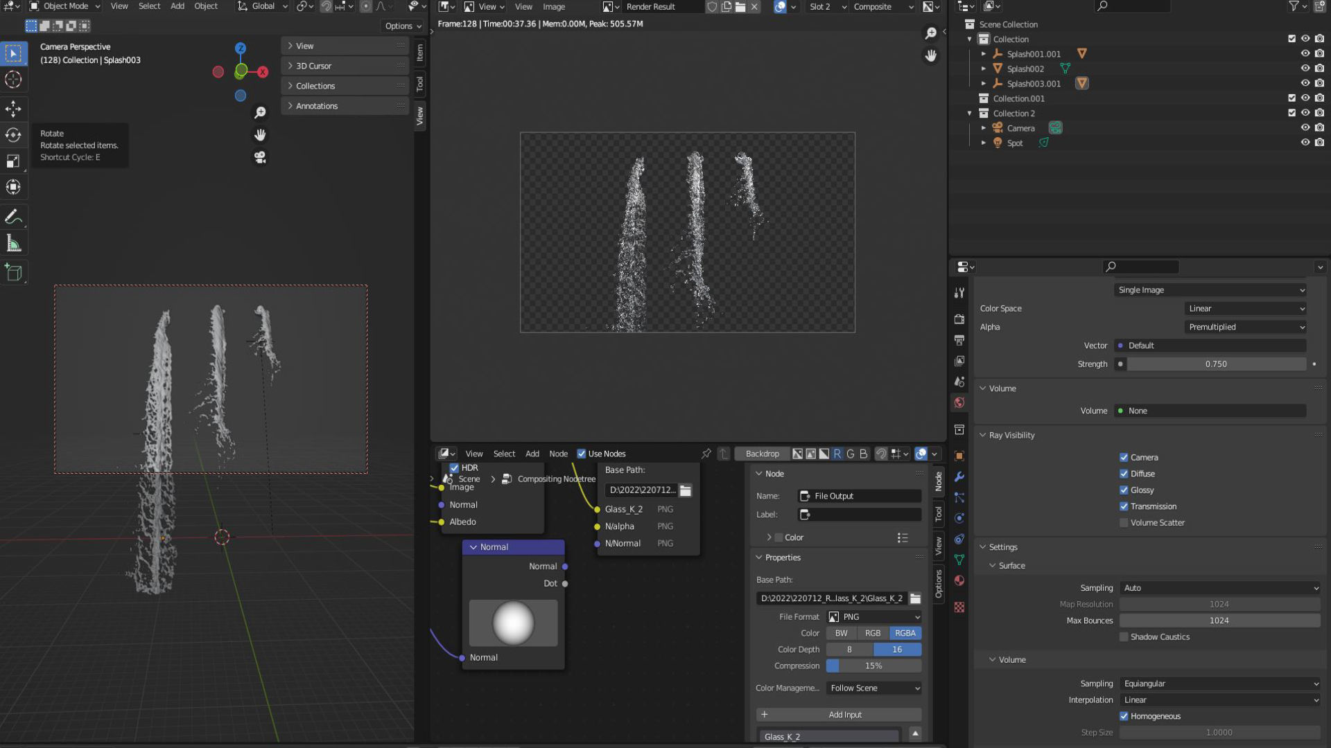 Water Splash Pouring Animation 3D model_6