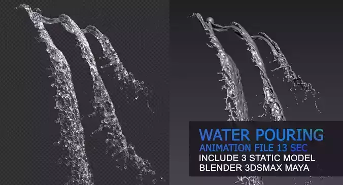 Water Splash Pouring Animation 3D model