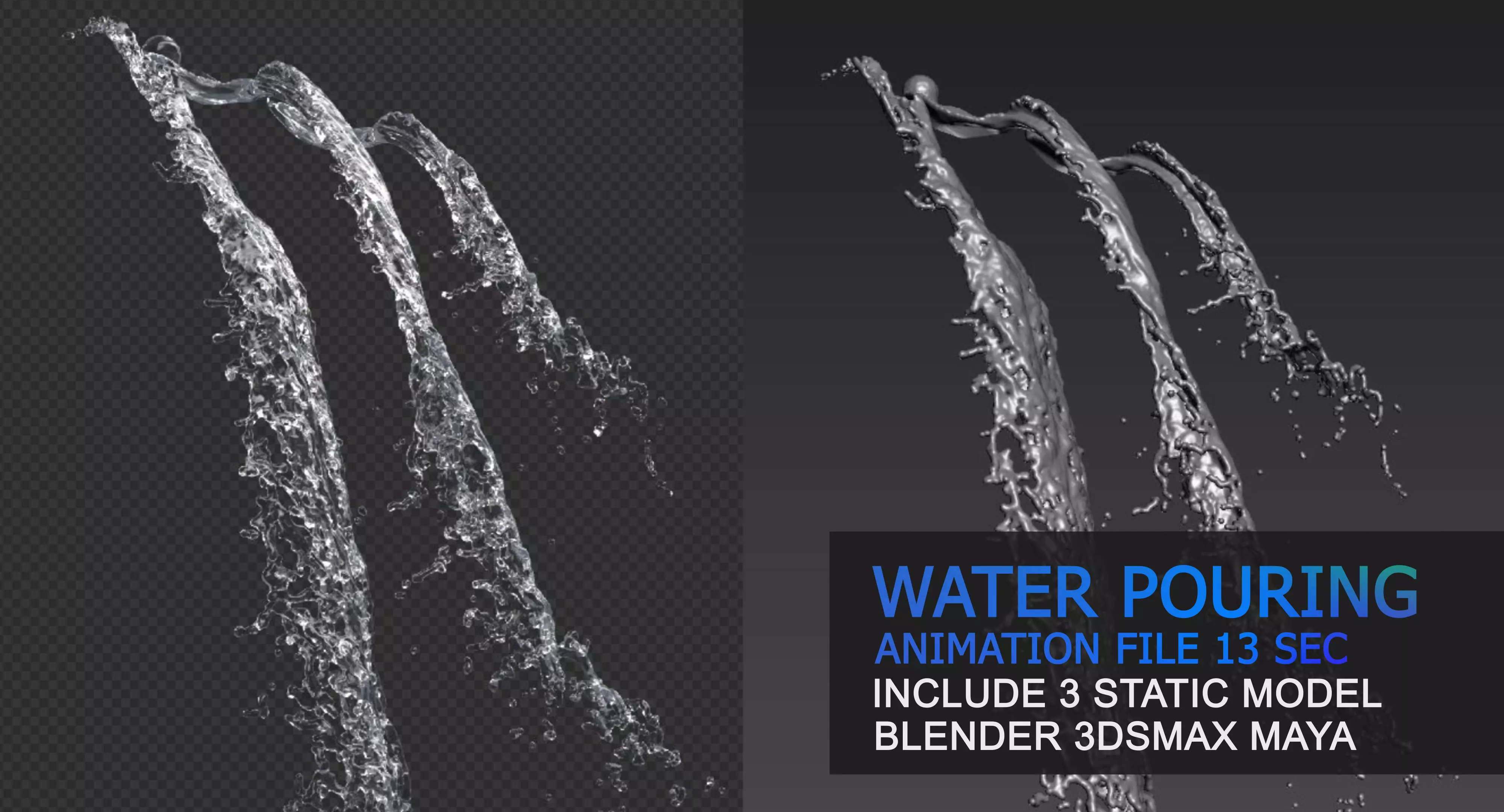 Water Splash Pouring Animation 3D model_0