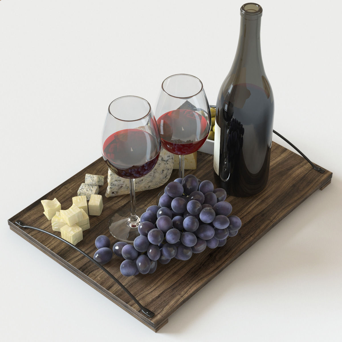Red Wine and Grapes 3D model_3