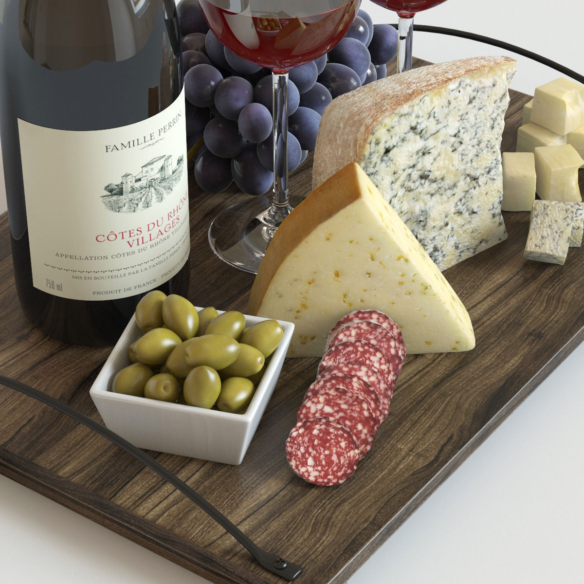 Red Wine and Grapes 3D model_2