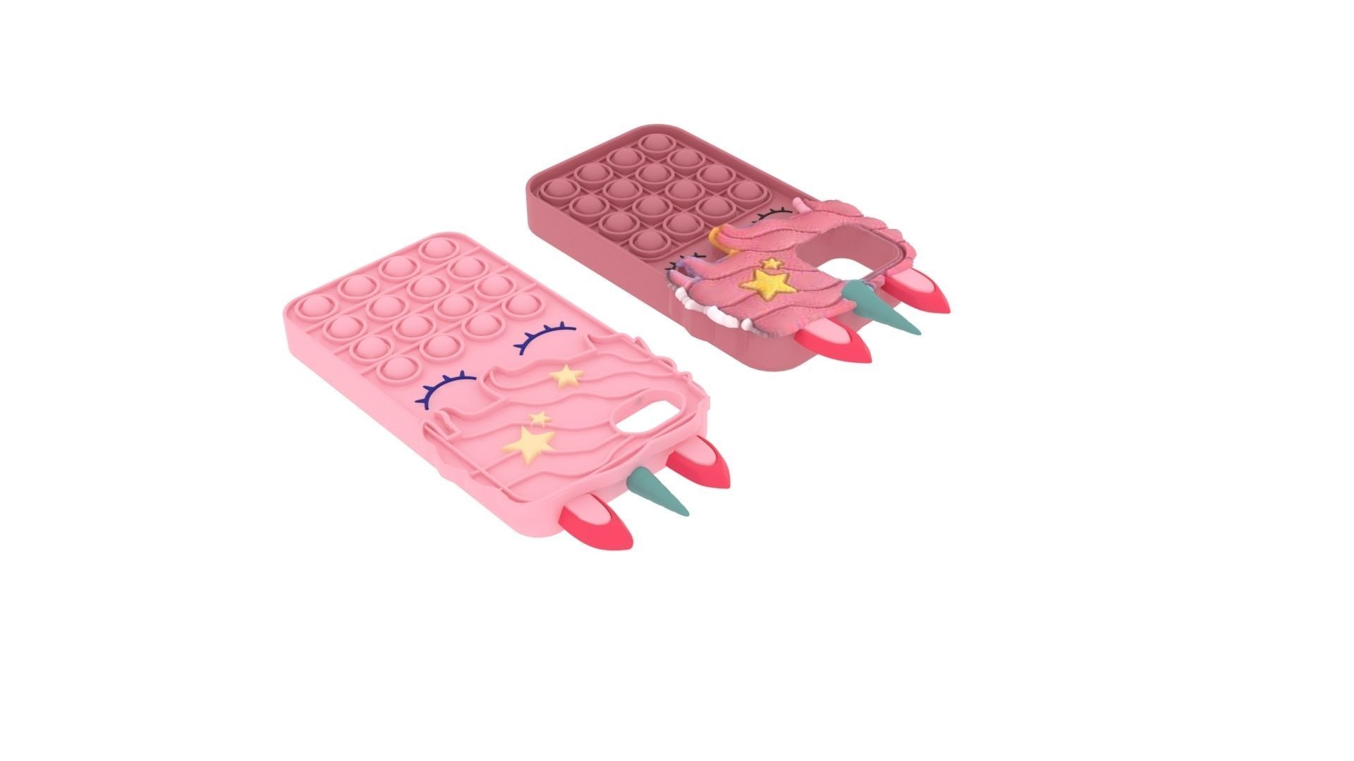 Unicorn Pop It Phone Cases Set 3D model_2