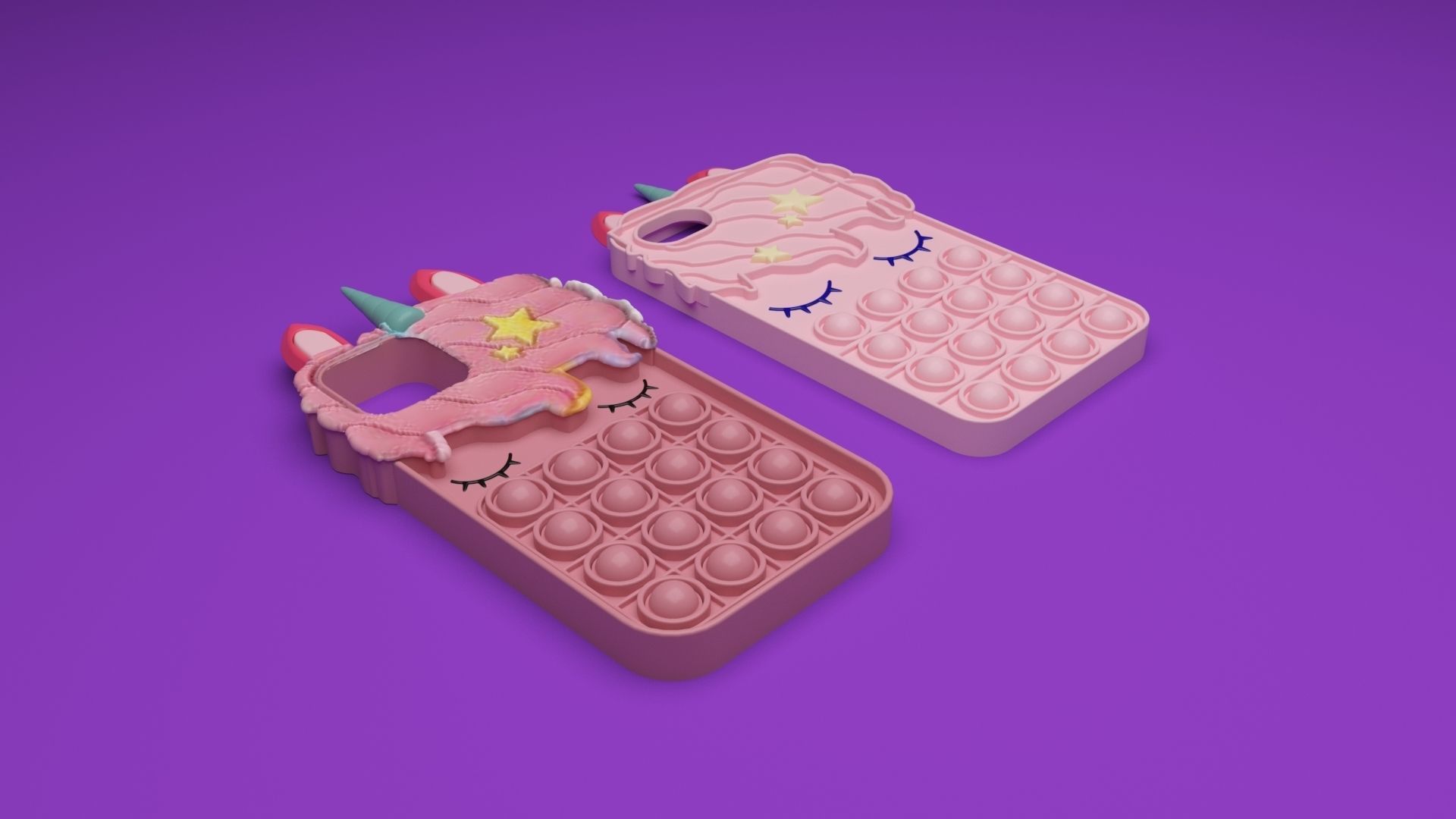 Unicorn Pop It Phone Cases Set 3D model_20