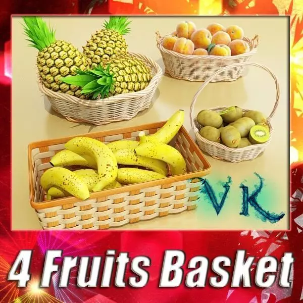 Fruits and Basket Collection 3D model_0