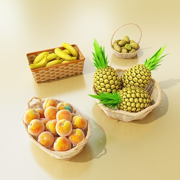 Fruits and Basket Collection 3D model_1