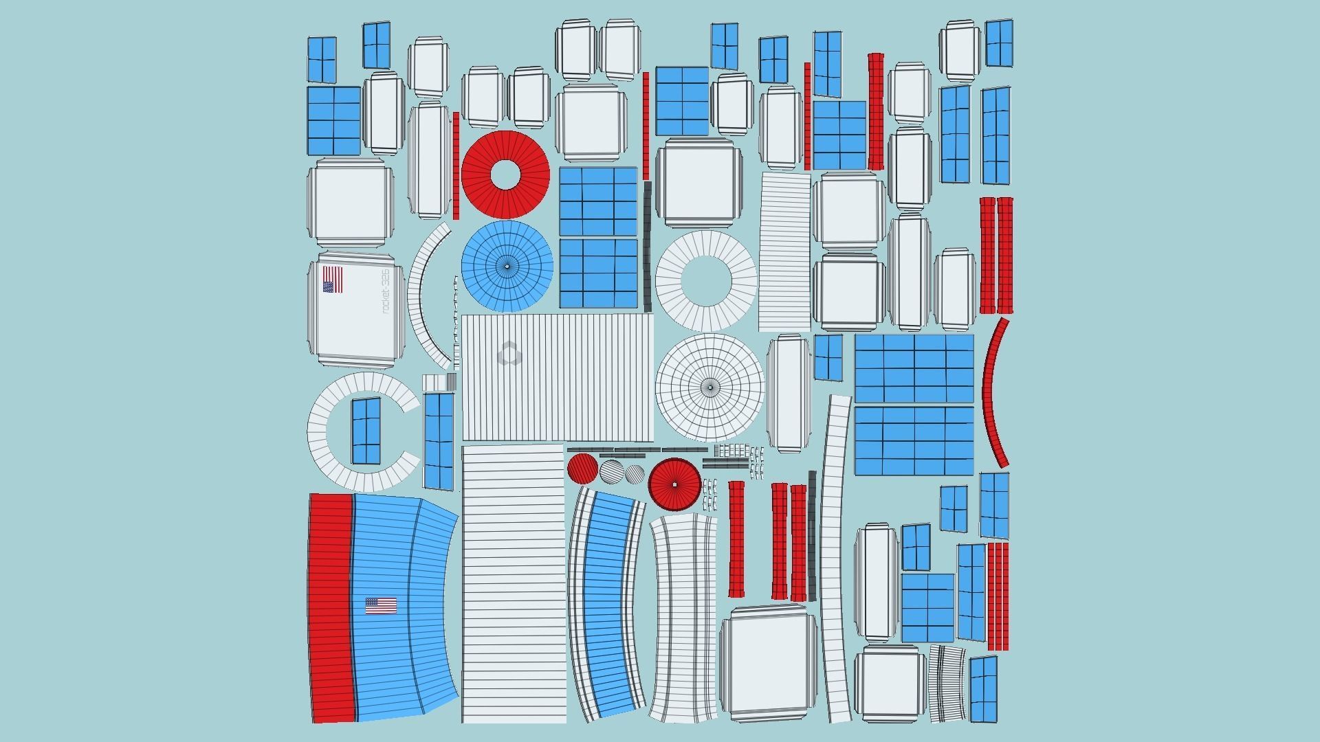 Satellite C09 USA - SciFi Space Design Low-poly 3D model_5