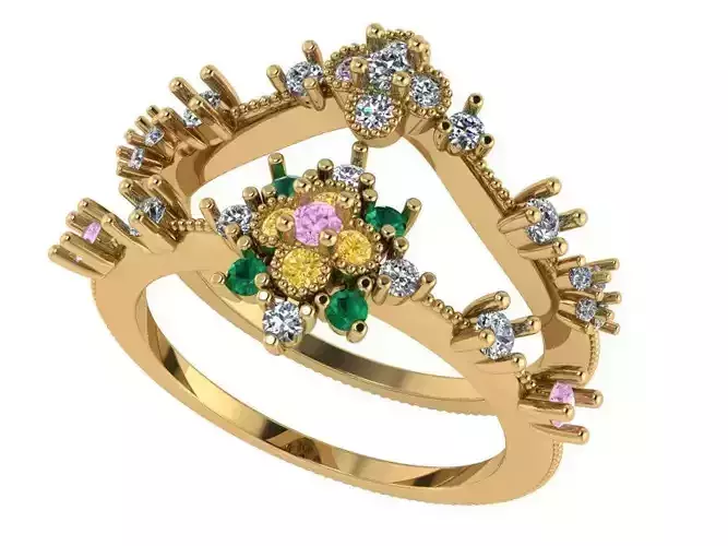 Floral Ring With Band 1170