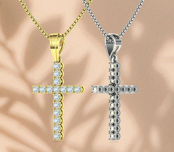 27mm Diamond Cross Unique Design Necklace Pendant  3D print model