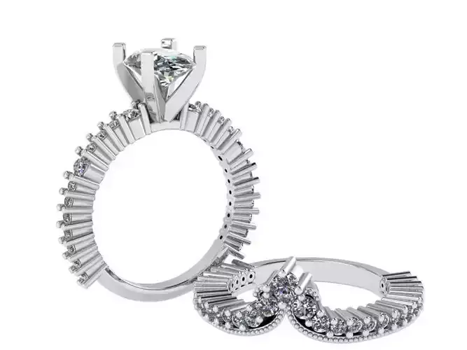 Oval Peg Head Ring With Eternity Band 1175