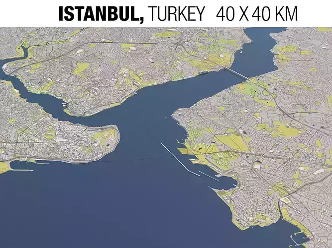Istanbul 40 x 40 km 3D City 3D Map
