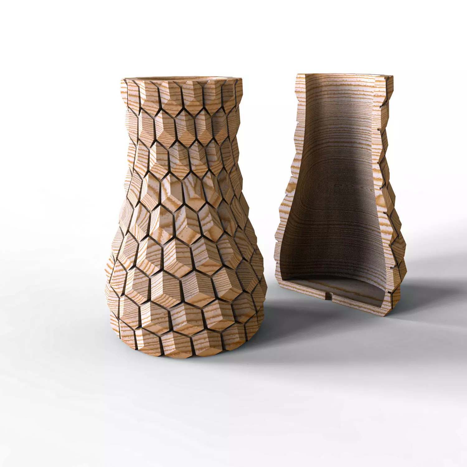 Stretched honeycomb vase  3D print model_0